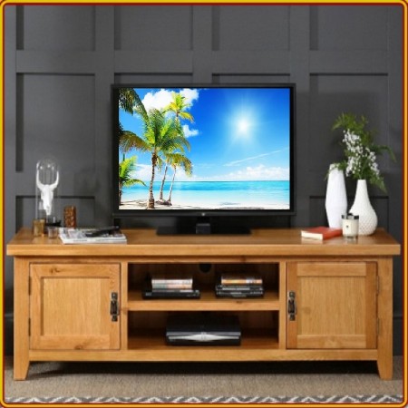 Rustic Oak : TV 120cm - Kệ Ti Vi , CD + 2 Cánh Gỗ